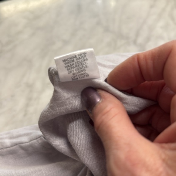 Flax Dove Gray Elastic Waist Linen Shorts with Pockets 3G (3X) - Picture 4 of 10